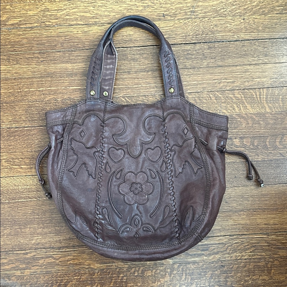 Lucky Brand Dark Brown Embossed Shoulder Bag